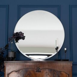 Madison & Mayfair 80CM Round Wall Mirror with a Silver Frame - thumbnail 2
