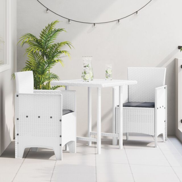 Berkfield Home Garden Chair Set of 2 White, Anthracite Polypropylene, Polyester in White - image 1