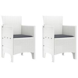 Berkfield Home Garden Chair Set of 2 White, Anthracite Polypropylene, Polyester in White - thumbnail 2