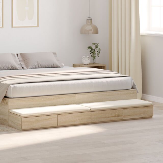 Berkfield Home Bed Drawers Sonoma Oak 200x36, 5x16, 5 cm Engineered Wood in Beige - image 1