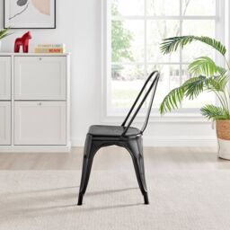 FurnitureboxUK Set of 2 Colton Industrial Steel Stackable Tolix Style Dining Chairs in Black - thumbnail 4