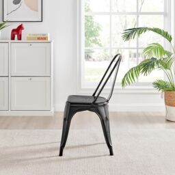 FurnitureboxUK Set of 2 Colton Industrial Steel Stackable Tolix Style Dining Chairs in Black - thumbnail 7