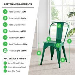 FurnitureboxUK Set of 2 Colton Industrial Steel Stackable Tolix Style Dining Chairs in Black - thumbnail 3