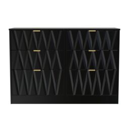 Ready Assembled 2 U Washington 6 Drawer Wide Chest (Ready Assembled) in True Black - thumbnail 1