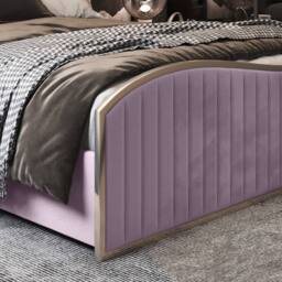 Casani Totternhoe Upholstered Soft Velvet Pink Metal Designer Bed Frame - Size: Small Double - thumbnail 7