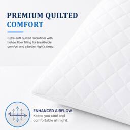 Grace Luxury Quilted Pillow Protector with Zipper Closure in White - Size: Standard Pillow Case - thumbnail 3