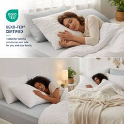 Grace Luxury Quilted Pillow Protector with Zipper Closure in White - Size: Standard Pillow Case - thumbnail 6
