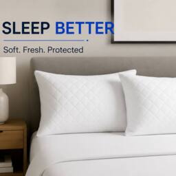 Grace Luxury Quilted Pillow Protector with Zipper Closure in White - Size: Standard Pillow Case - thumbnail 9