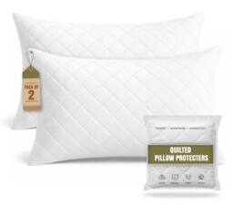 Grace Luxury Quilted Pillow Protector with Zipper Closure in White - Size: Standard Pillow Case - thumbnail 2