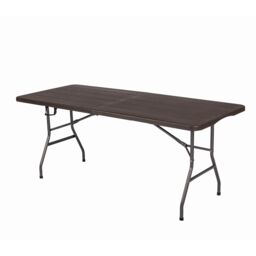 Home Source 6ft Wood Effect Folding Trestle Table Heavy Duty Indoor Outdoor in Brown - thumbnail 4