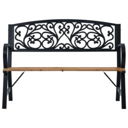 Berkfield Home Garden Bench 120 cm Wood in Black - thumbnail 2