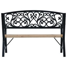 Berkfield Home Garden Bench 120 cm Wood in Black - thumbnail 3