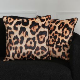 OHS 2 Pack Leopard Matte Velvet Filled Cushion Covers in Natural - Size: 45 cm x 45 cm - thumbnail 5