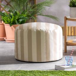 icon Milano Soft Woven Round Footstool Bean Bag Pouffe in Taupe - thumbnail 1