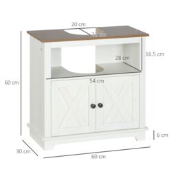 Kleankin Bathroom Sink Cabinet Under Sink Storage Cabinet with Double Doors in White - thumbnail 3