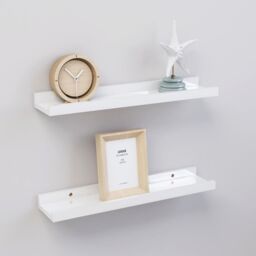 Berkfield Home Wall Shelves 2 pcs High Gloss White 40x9x3 cm - Size: 40 x 9 x 3 cm