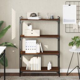 Berkfield Home Bookcase 4-Tier Brown Oak 80x30x120 cm Engineered Wood - Size: 80 x 30 x 120 cm - thumbnail 1