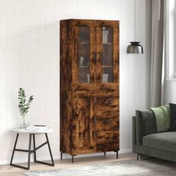 Berkfield Home Highboard Smoked Oak 69.5x34x180 cm Engineered Wood in Brown - thumbnail 2