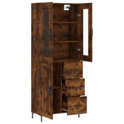Berkfield Home Highboard Smoked Oak 69.5x34x180 cm Engineered Wood in Brown - thumbnail 4