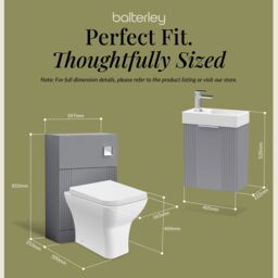 Balterley Cloakroom Suite Wall Hung Vanity Toilet Tap Set - Grey Chrome - thumbnail 5