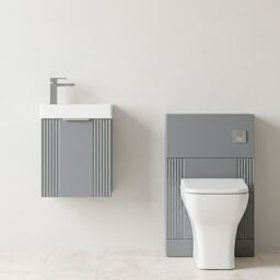 Balterley Cloakroom Suite Wall Hung Vanity Toilet Tap Set - Grey Chrome - thumbnail 8