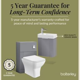 Balterley Cloakroom Suite Wall Hung Vanity Toilet Tap Set - Grey Chrome - thumbnail 7