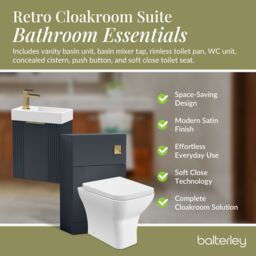 Balterley Cloakroom Suite Wall Hung Vanity Toilet Tap Set - Grey Chrome - thumbnail 3