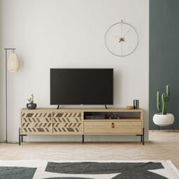 Decortie Dionysos' Modern TV Unit with Storage TV Cabinet 170cm in Natural - Size: 2 Pack - thumbnail 1