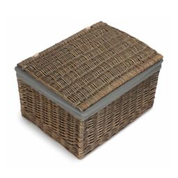 Red Hamper Antique Wash Cotton Lined Storage Basket in Grey - Size: Medium - thumbnail 2