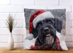 Warren Reed - Designer Christmas Giant Schnauzer Cushion in Black - Size: 45 cm x 45 cm - thumbnail 2