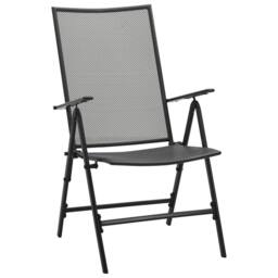 Berkfield Home Reclining Garden Chair Set 5 pcs Anthracite Powder-coated Steel in Black - thumbnail 4