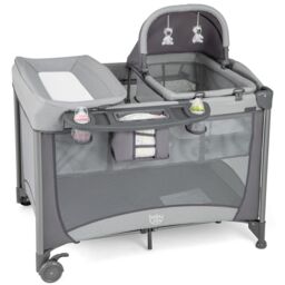 Costway 5 in 1 Portable Nursery Center Foldable Baby Playard w/ Bassinet in Grey