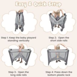 Costway 5 in 1 Portable Nursery Center Foldable Baby Playard w/ Bassinet in Grey - thumbnail 3