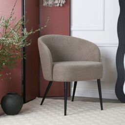 Home Garden Direct Comodo Armchair in Teddy Fleece Fabric Single Chair Boucle in Taupe