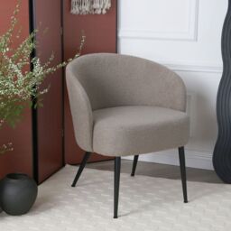 Home Garden Direct Comodo Armchair in Teddy Fleece Fabric Single Chair Boucle in Taupe - thumbnail 2
