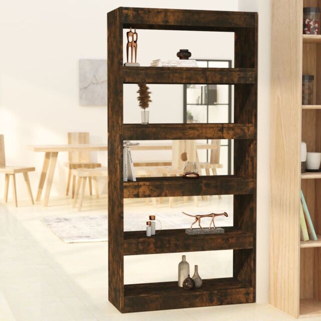Berkfield Home Book Cabinet/Room Divider Smoked Oak 80x30x166 cm Engineered Wood in Brown - Size: 80 x 30 x 166 cm - image 1