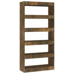 Berkfield Home Book Cabinet/Room Divider Smoked Oak 80x30x166 cm Engineered Wood in Brown - Size: 80 x 30 x 166 cm - thumbnail 2