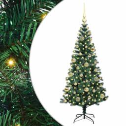 Berkfield Home Elegant Artificial Pre-lit Christmas Tree Green 120 cm PVC & Metal - thumbnail 3