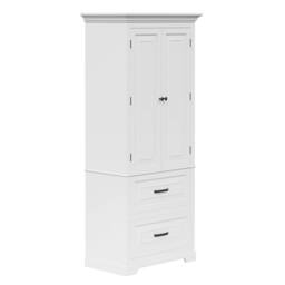 Teamson Home Tall Linen Tower Cabinet with 2 Doors, 2 Drawers & Shelves in White - thumbnail 4