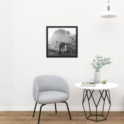 "Artery8 Wall Art Print Edinburgh Castle Scotland Grassmarket 1860 Photo Square Framed Picture 16X16 Inch in Black - Size: W16"" x H16""" - thumbnail 2