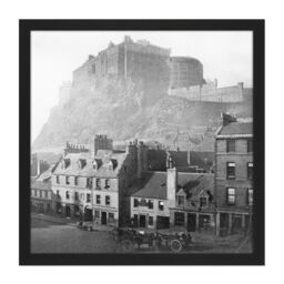"Artery8 Wall Art Print Edinburgh Castle Scotland Grassmarket 1860 Photo Square Framed Picture 16X16 Inch in Black - Size: W16"" x H16""" - thumbnail 1