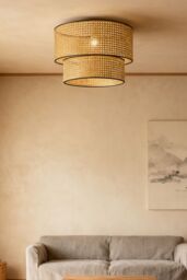 Living and Home Rattan-Woven Pendant Light in Natural - thumbnail 2