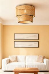 Living and Home Rattan-Woven Pendant Light in Natural