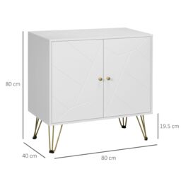 HOMCOM Modern Storage Cabinet with 2-tier Door Cupboard & Golden Hairpin in White - thumbnail 3