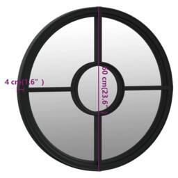 Berkfield Home Garden Mirror Black 60x4 cm Iron Round for Outdoor Use - thumbnail 6