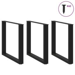 Berkfield Home Modern Coffee Table Legs U-Shaped 3 pcs Black 80x(72-73) cm Steel - thumbnail 1