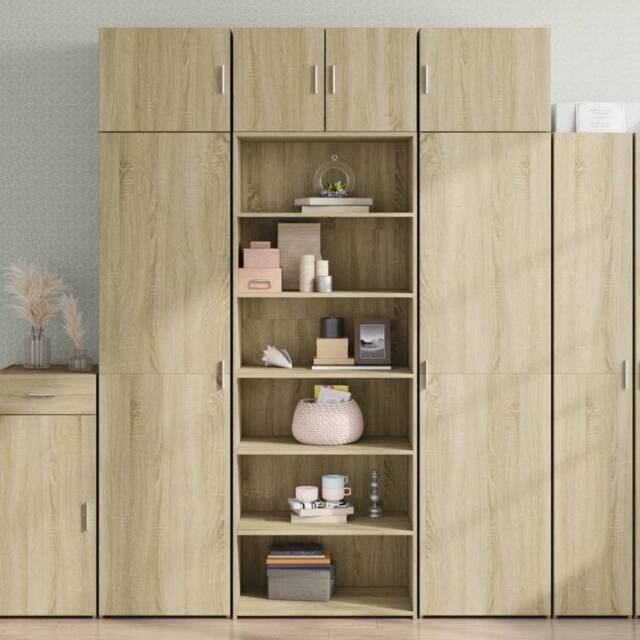 Berkfield Home Highboard Sonoma Oak 70x41x185 cm Engineered Wood in Light Brown - Size: 70 x 41 x 185 cm - image 1