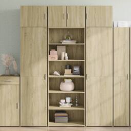 Berkfield Home Highboard Sonoma Oak 70x41x185 cm Engineered Wood in Light Brown - Size: 70 x 41 x 185 cm - thumbnail 1