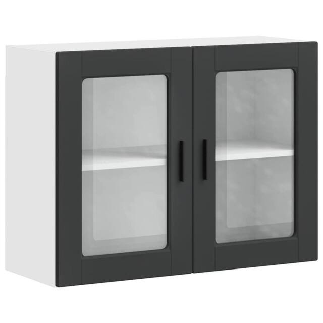 Berkfield Home Kitchen Wall Cabinet with Glass Door Porto Black - image 1