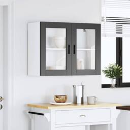 Berkfield Home Kitchen Wall Cabinet with Glass Door Porto Black - thumbnail 4